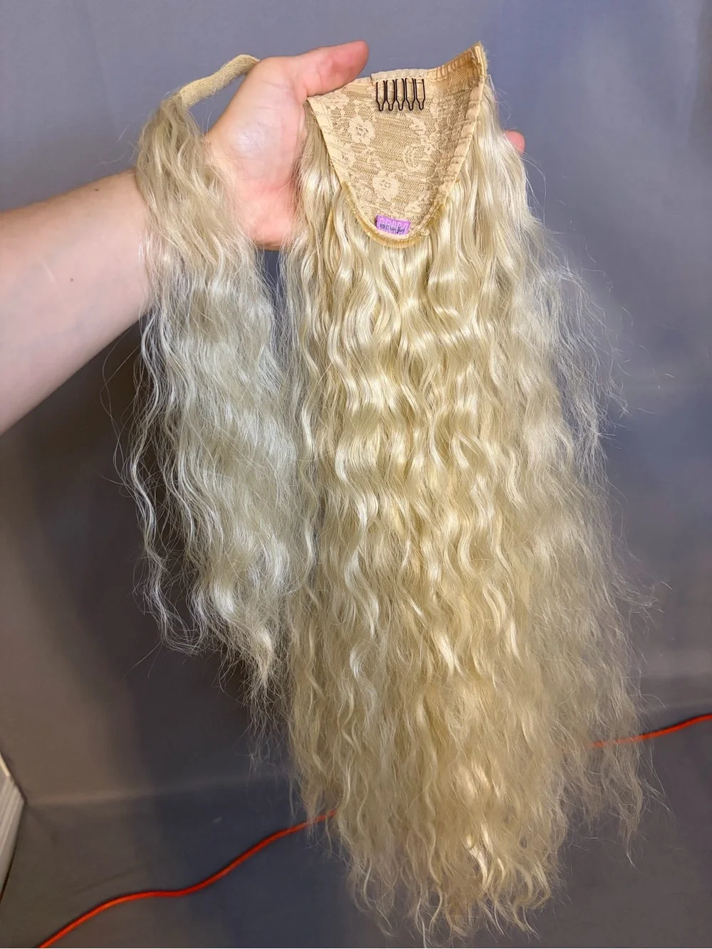 Cool Light Blonde Beach Waves Ponytail Extension - Natural Light Blonde